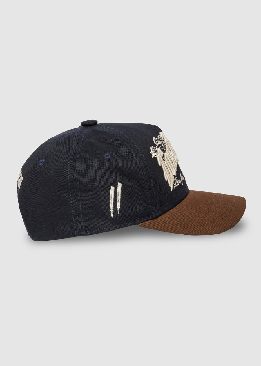 Hometown A-Frame Snapback // Navy & Brown