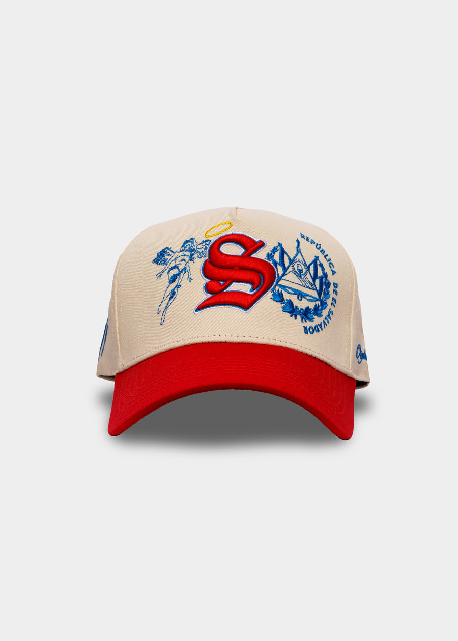 E.S Halo A-Frame Snapback // Natural & Red