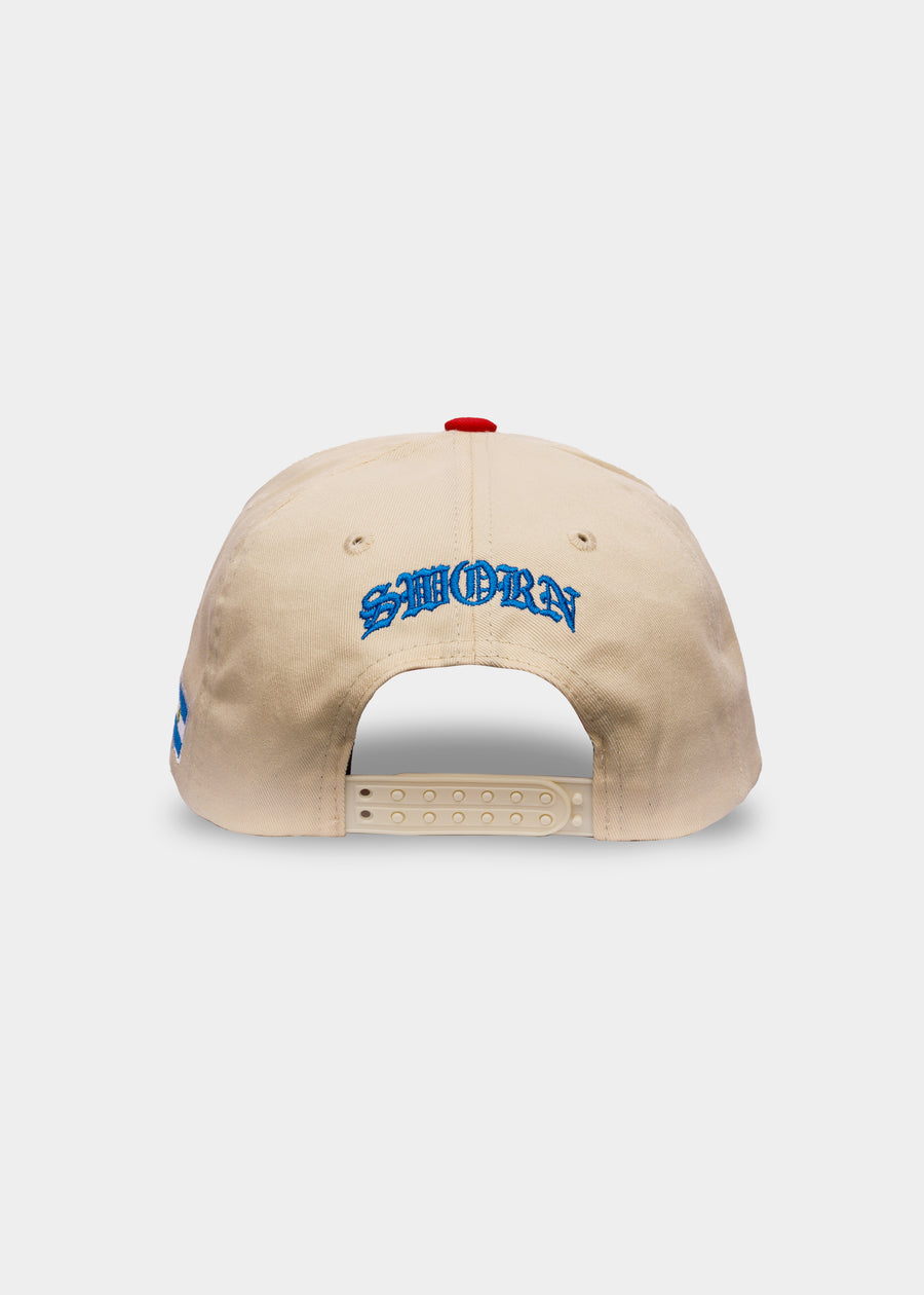 E.S Halo A-Frame Snapback // Natural & Red